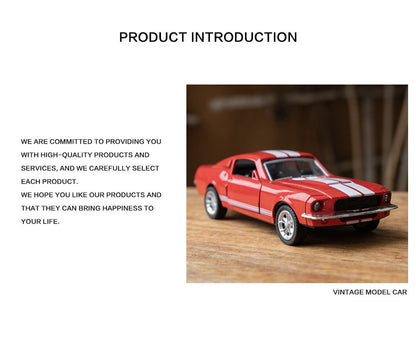 1:32 Alloy Diecast Mustang GT Classic Vintage Car Model Pull Back Car Miniature Vehicle Replica For Collection Gift for Kid