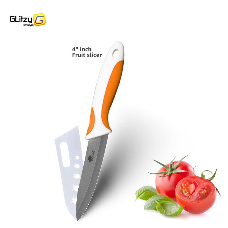 Faca de Cozinha Chef Inoxidável Faca de Cerâmica para Frutas Faca Utilitária Doméstica para Fatiar Legumes Lâminas Pretas Afiadas para Cozinhar