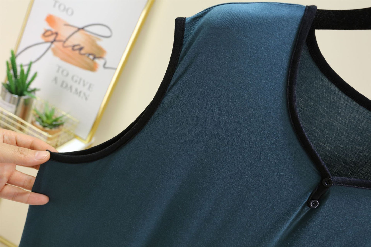 Modal Cotton Men Plus Size Pajamas Night Gown for Summer Solid Color Thin Sleeveless Medium Long Loose Button Vest Style Dress