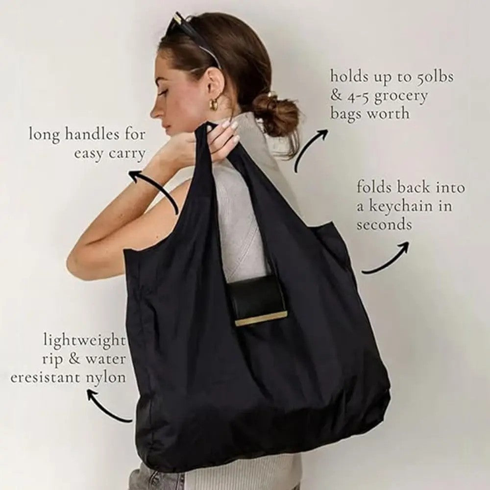 New Mini Keychain Tote Bag with Key Ring Expandable Supermarket Eco-Friendly Bag Reusable Foldable Handbag for Travel