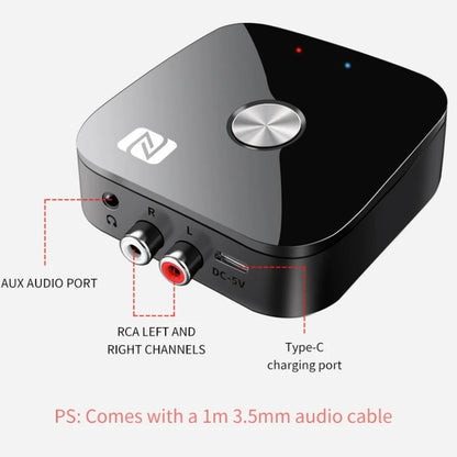 NFC Bluetooth 6.0 Audio Receiver Aux 3.5mm 2RCA Music Wireless Adapter With Mic USB U-Disk Play Remote Control for TV Car