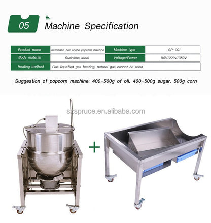 Commercial Fully Automatic Popcorn Maker Popcorn Making Machine Gas Heating Manual Electric Stirring Industrial Pop Corn Machine