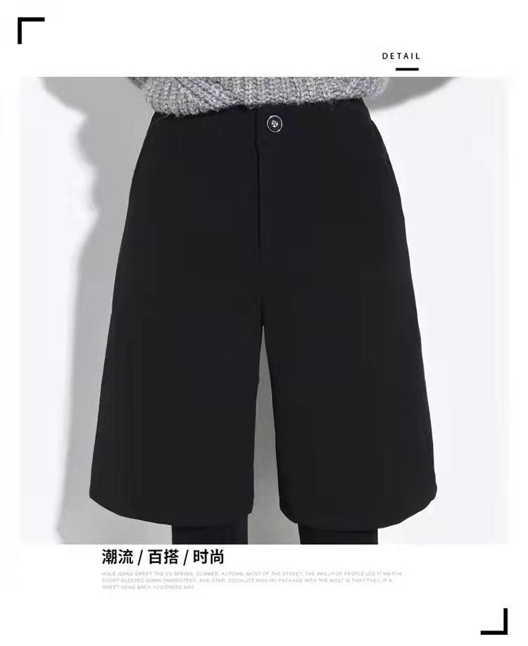 Women Clothing Autumn Winter Fashion Simplicity Woolen Cloth Trousers Female Appear Thin High Waist Loose Large Size Casual Pant