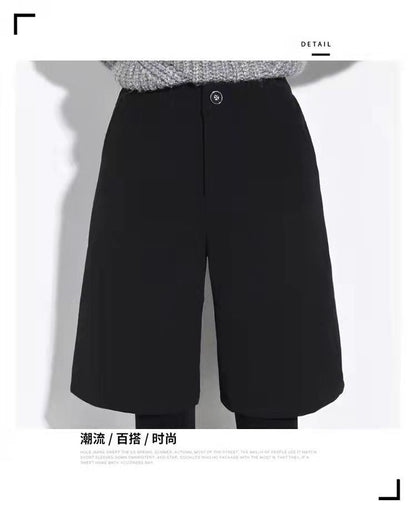 Women Clothing Autumn Winter Fashion Simplicity Woolen Cloth Trousers Female Appear Thin High Waist Loose Large Size Casual Pant