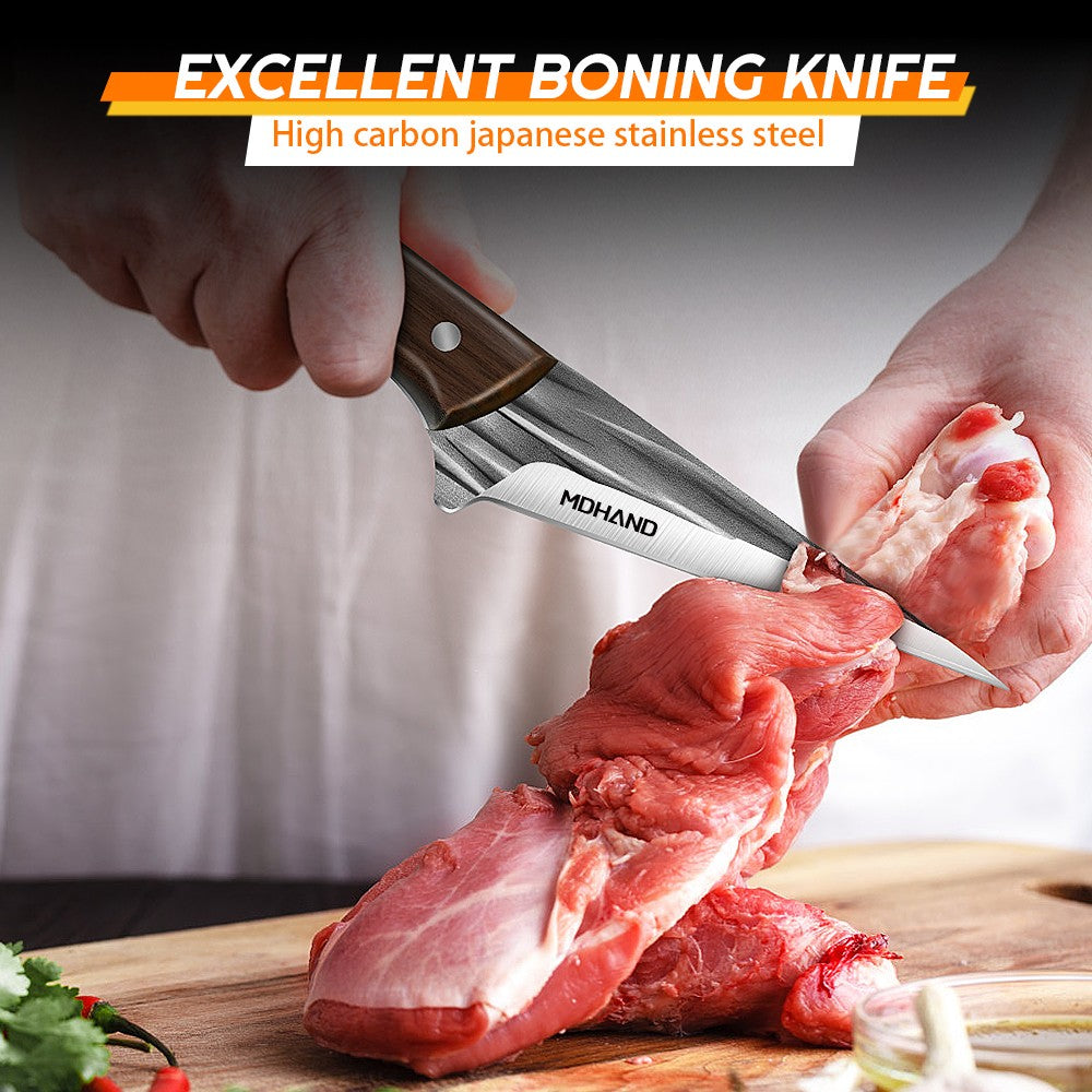 ZENG 14 Peças Faca de Cozinha Multifuncional Cutelo de Carne Forjado à Mão Faca de Chef para Desossar e Cortar para Serviço Pesado com Afiador