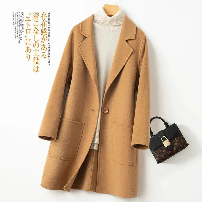 High-Quality Double-Sided Tweed Wool Coat Female 2025Autumn Winter New Woolen Jacket Women's Long Outerwear Fashion Overwear Top