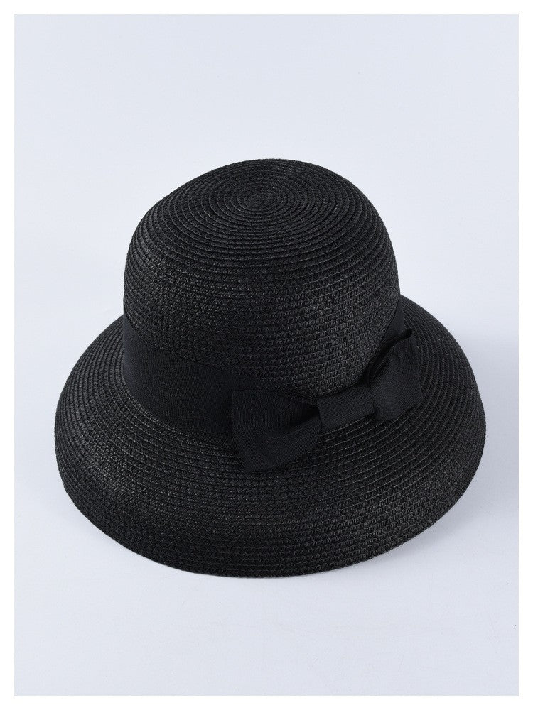 USPOP Novas chapéus de sol femininos moda laço chapéu de palha casual verão aba larga chapéu de praia feminino chapéu de verão