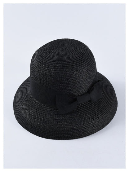 USPOP Novas chapéus de sol femininos moda laço chapéu de palha casual verão aba larga chapéu de praia feminino chapéu de verão