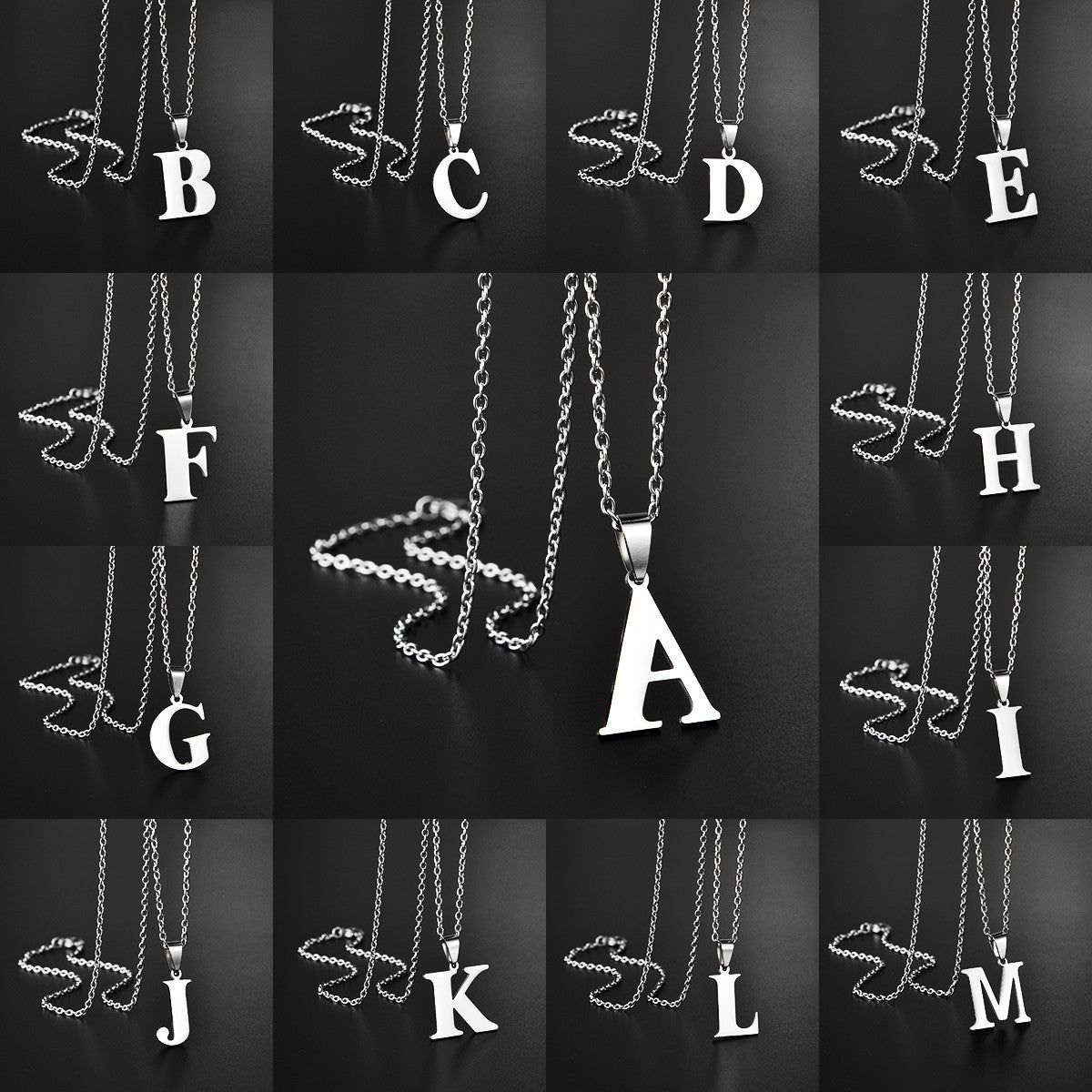 Colar de Aço Inoxidável com Pingente de Nome Letras A-Z do Alfabeto, Colares Minimalistas Iniciais para Homens e Mulheres, Presentes de Moda no Atacado