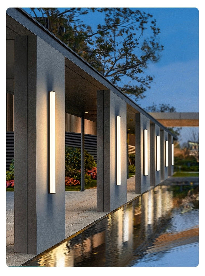 Modern Waterproof Outdoor Long Strip LED Wall Light IP65 Wrought Iron Wall Light Garden Porch Wall Light 110V 220V Lighting