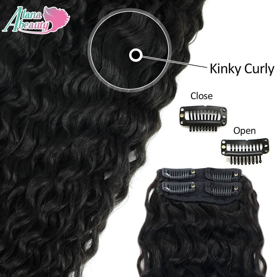 Alana 28 polegadas Sintético Longo Água Encaracolado Clip Em Apliques Extensões de Cabelo Crespo Cacheado Clip-in Cabelo Fibra Orgânica Resistente ao Calor