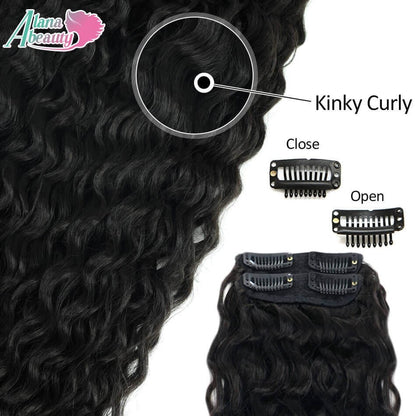 Alana 28 polegadas Sintético Longo Água Encaracolado Clip Em Apliques Extensões de Cabelo Crespo Cacheado Clip-in Cabelo Fibra Orgânica Resistente ao Calor