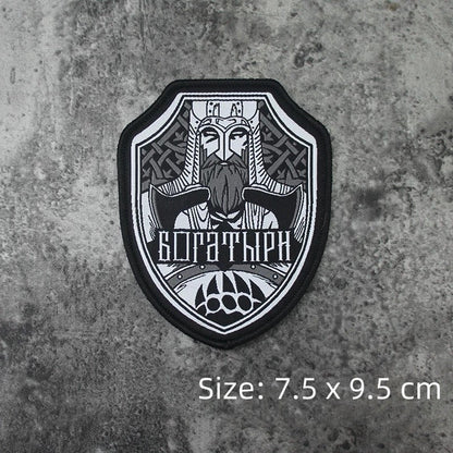 Tarkov Embroidered Patch Knight MMAC Black Division Bogatyrs Tactical Armband Velcros Patches for Clothing Backpack Accessories