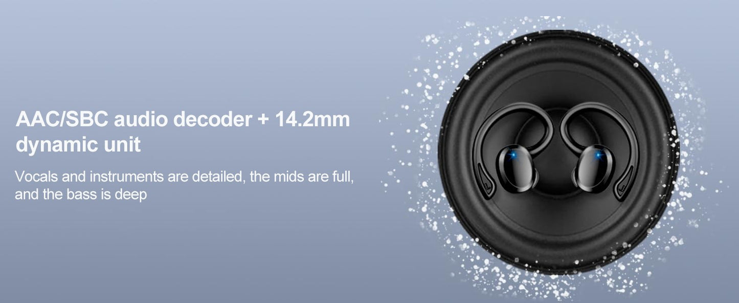 Fones de ouvido sem fio, Fones de ouvido Bluetooth 5.3 com graves estéreo, Microfone intra-auricular com cancelamento de ruído, Fones de ouvido esportivos IP7 à prova d'água, 40h de reprodução.