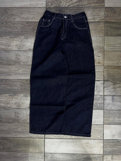 Retro Gothic Street Clothing Fashion Hip Hop American Loose Straight Wide Legs Women Line Harajuku Oversized Washed Jeans Men