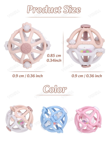 Removable Rattle & Sensory Teether Bed Bell Silicone Montessori Ball Newborn Baby Toys Children's Kids Gift Development Games
