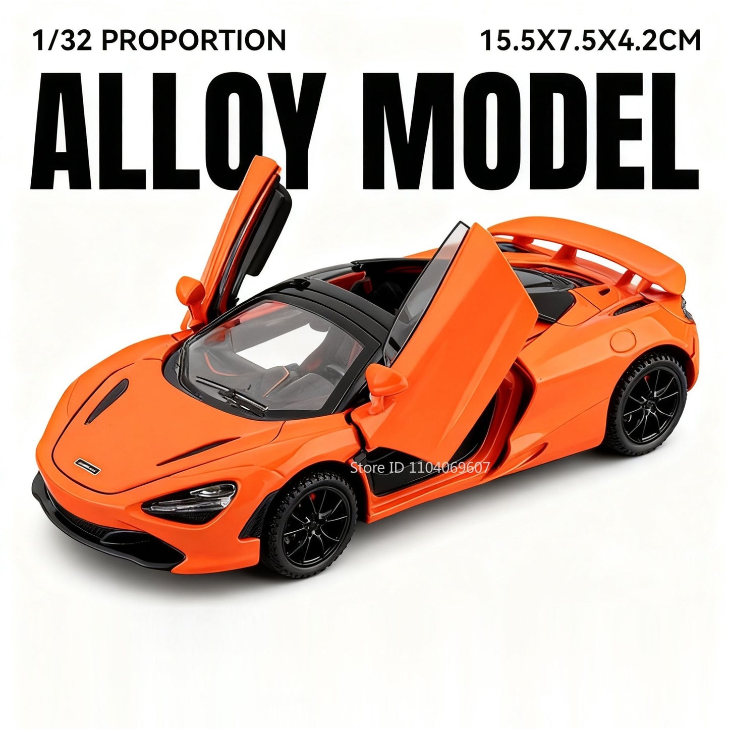 1:32 720S F1 Modelo Miniatura Carros Esportivos Liga Fundida Ornamento Supercarros Som Luz Portas Abertas Puxar Para Trás Presentes Infantis