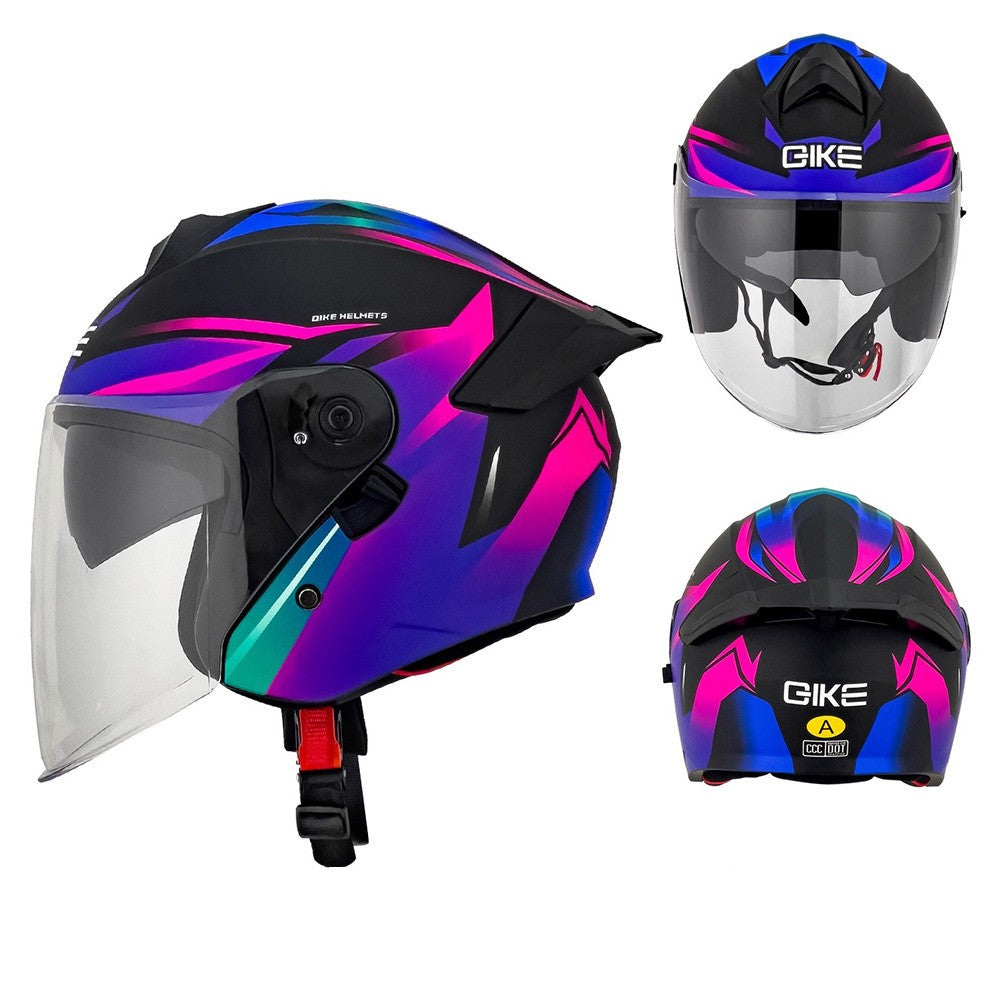Capacete de Moto Unissex Anti-Embaçante com Lente Dupla e Meio Rosto para Veículos Elétricos Equipamento de Proteção para Homens e Mulheres