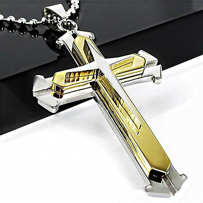 2025 Novo Colar com Pingente Cruz para Homens Simples Legal Zircônia Ouro Preto Corrente de Aço Inoxidável Joia Hip Hop Punk Presente