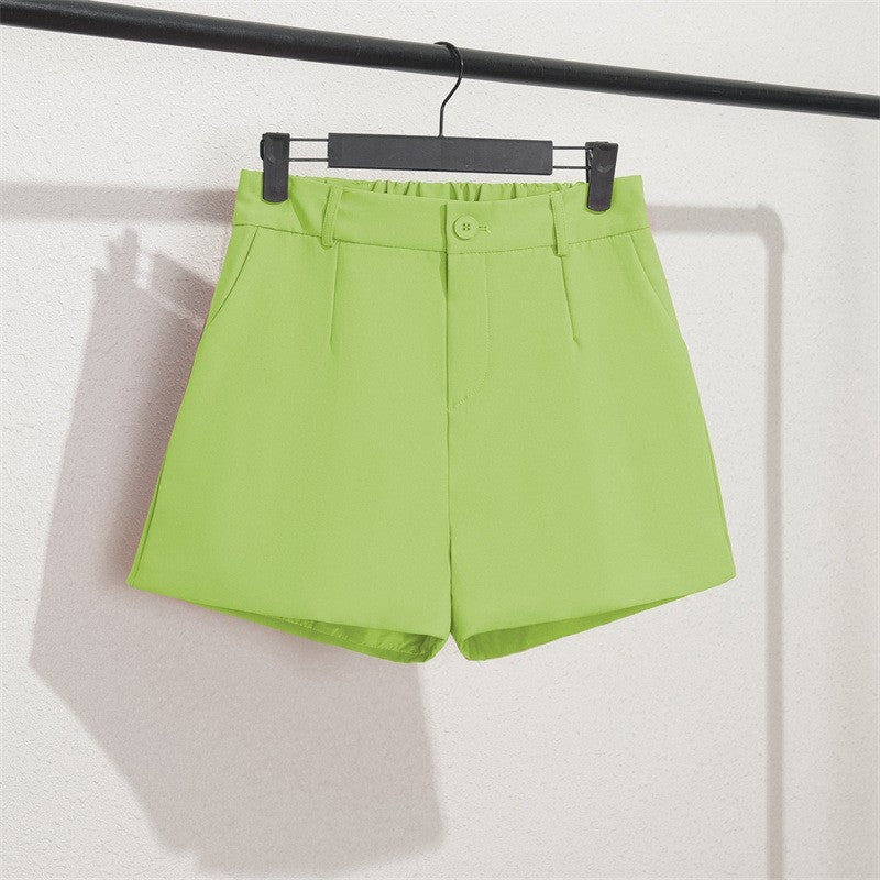 Solid Casual Elegant Trendy OL Office Lady Short Women's Pants Korean Sweet Fashion Elastic Waist Basic All-match Loose Shorts