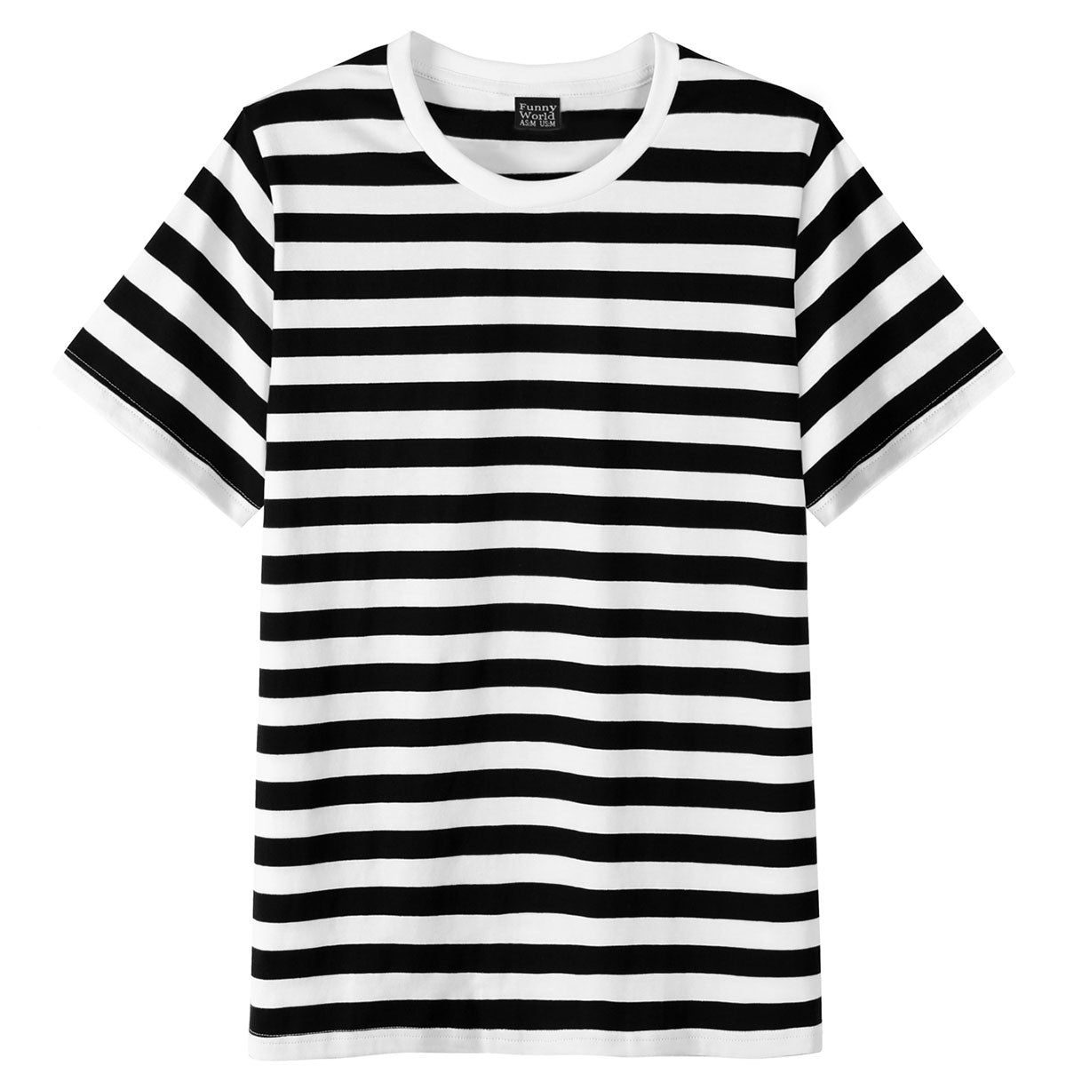 Black White Striped Shirt Men Cotton Short Sleeve Casual Basic Tee Adult Halloween Top Summer Fashion Daily Clothes