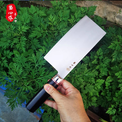 Faca de Chef Chinesa de 7 Polegadas Aço de Alta Velocidade em Pó SG2 Núcleo de Aço Clad de 3 Camadas Lâmina Cabo de Ébano Faca de Cozinha para Fatiar e Cortar