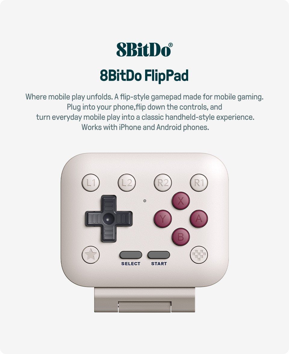 8BitDo FlipPad Mobile Gaming Controller for iPhone and Android, Flip-Style USB-C Gamepad for Vertical Mobile Gaming