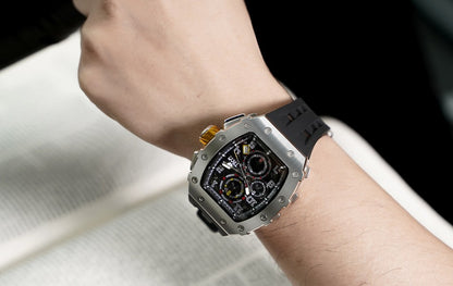 TSAR BOMBA Watch for Men Luxury Brand Tonneau Design Waterproof Clock Stainless Steel Wristwatch Fashion Rectangle Mens Watch