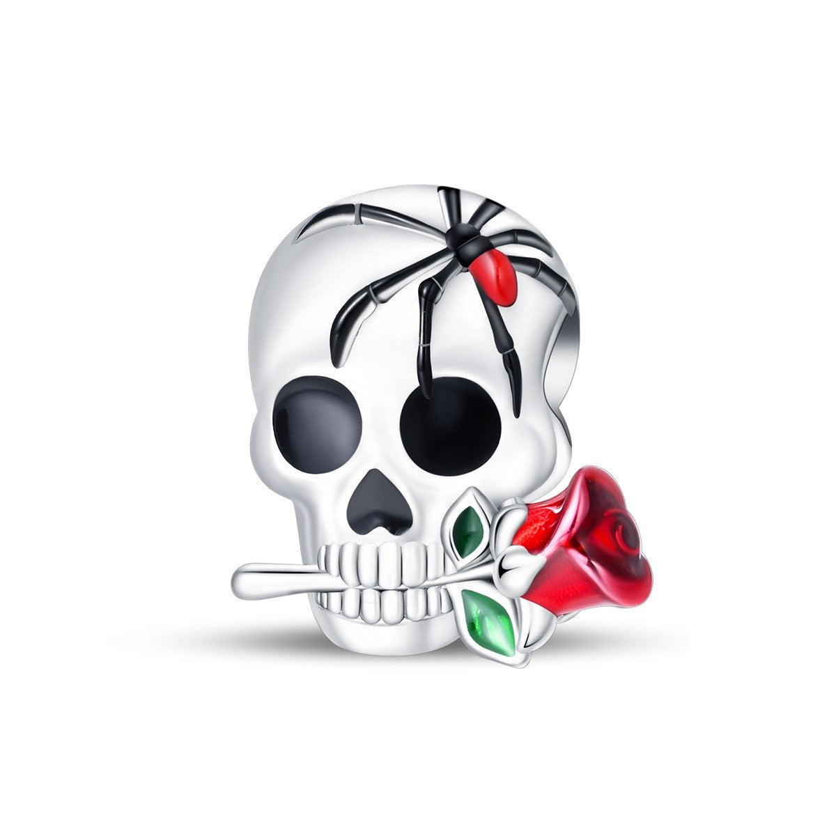 Heart & Organ Charm 925 Sterling Silver Red Rose Skull Dangle Pendant Dark Aesthetic Fit Bangle Bracelet Necklace DIY Jewelry