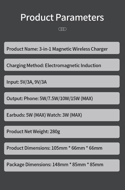 Rotating Magic Wireless Charger 3 in 1 Magnetic for Apple Dock Charger for Iphone 16 15 14 13 Pro Max Iwatch Airpods Charger