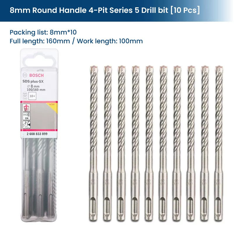 Conjuntos de Brocas Bosch SDS Plus para Martelete para Concreto Diâmetro 6-12mm Cabo Redondo Acessórios para Martelete Perfurador