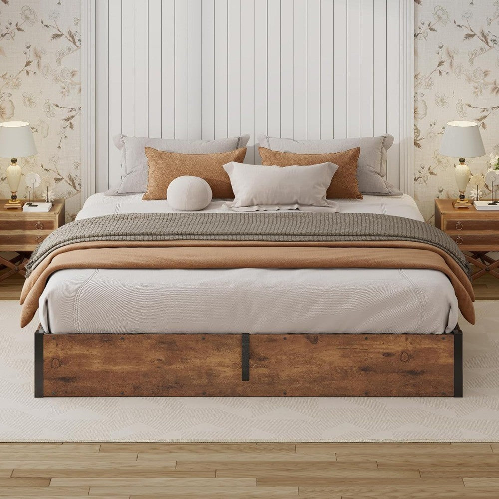 Queen Size Lift Up Storage Platform Bed Frame, Metal Bed Frame with Wooden Slats Support, No Box Spring Needed, Large Storage Sp