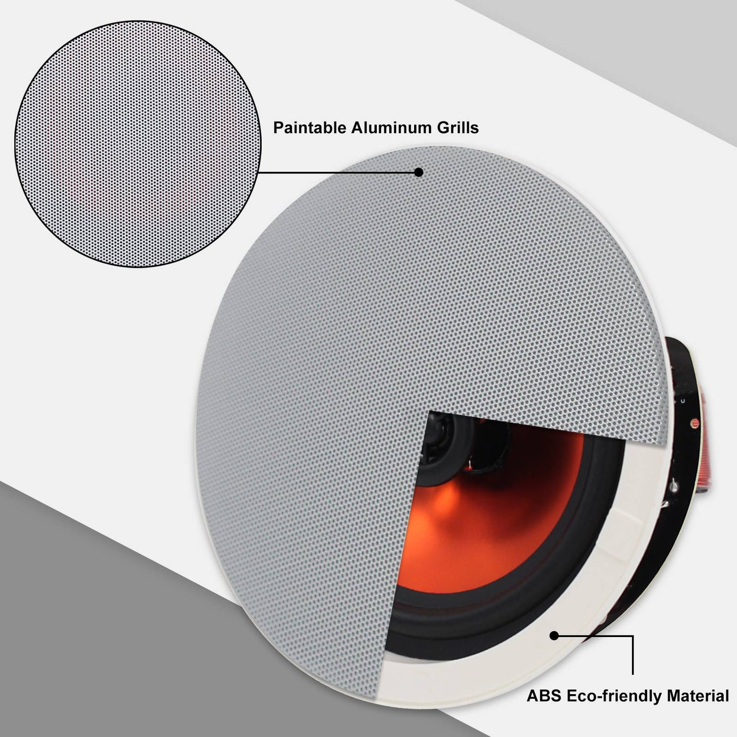 Herdio 2PCS 6,5 polegadas Áudio Doméstico 300W Alto-falante de Teto Bluetooth Sistema de Som Embutido para Casa Cozinha Quarto Banheiro