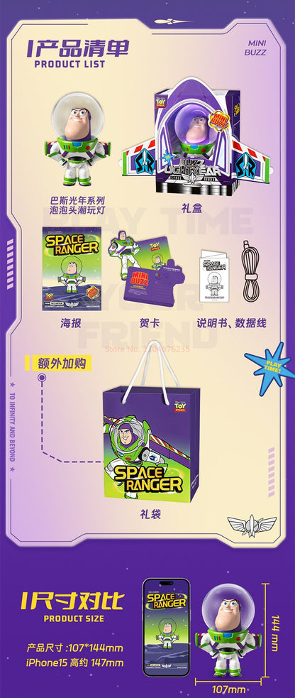 Novos Brinquedos de Luz Noturna Buzz Lightyear Disney Cabeça de Bolha Presente Infantil Anime Bonecos de Ação Buzz Lightyear Enfeites de Luz Noturna Toy Story