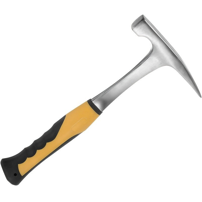 1 martelo de geólogo de aço de alto carbono, martelo de garra de geologia todo em aço com cabo de borracha antiderrapante, acabamento escovado