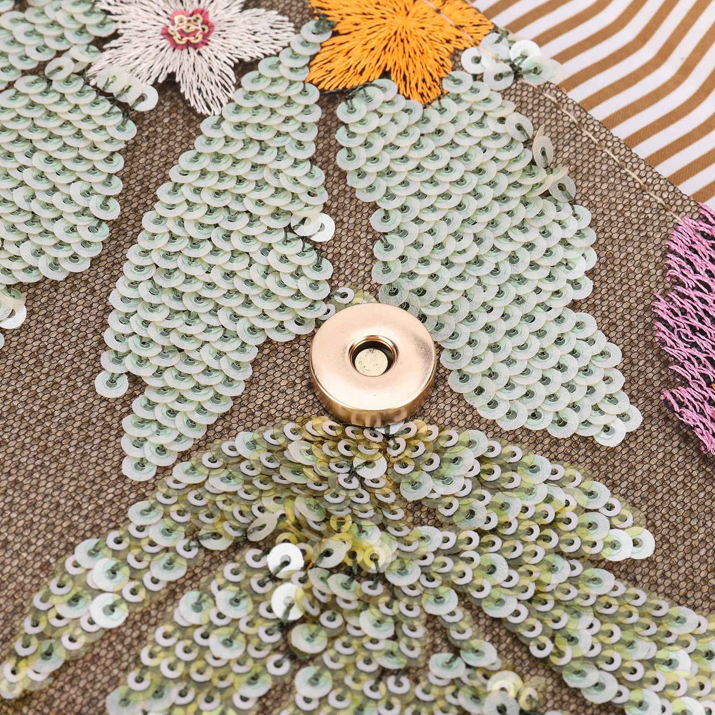 Straw Bag Evening Clutch Sequin Envelope Package Embroidered Handbag for Wedding Vacation Travel