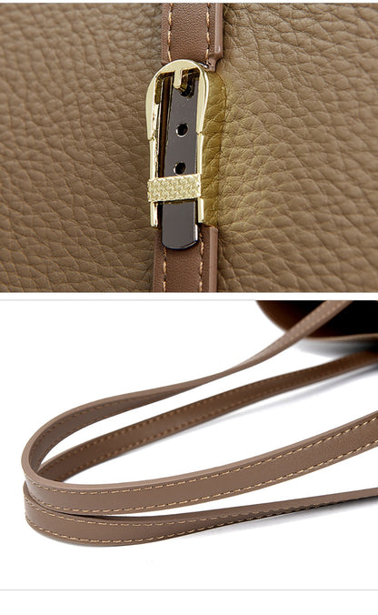 New autumn Single Shoulder Large Capacity Messenger Droadband Female Solid Color Handbag Luxury Ladies Bucket PU Shoulder Bag