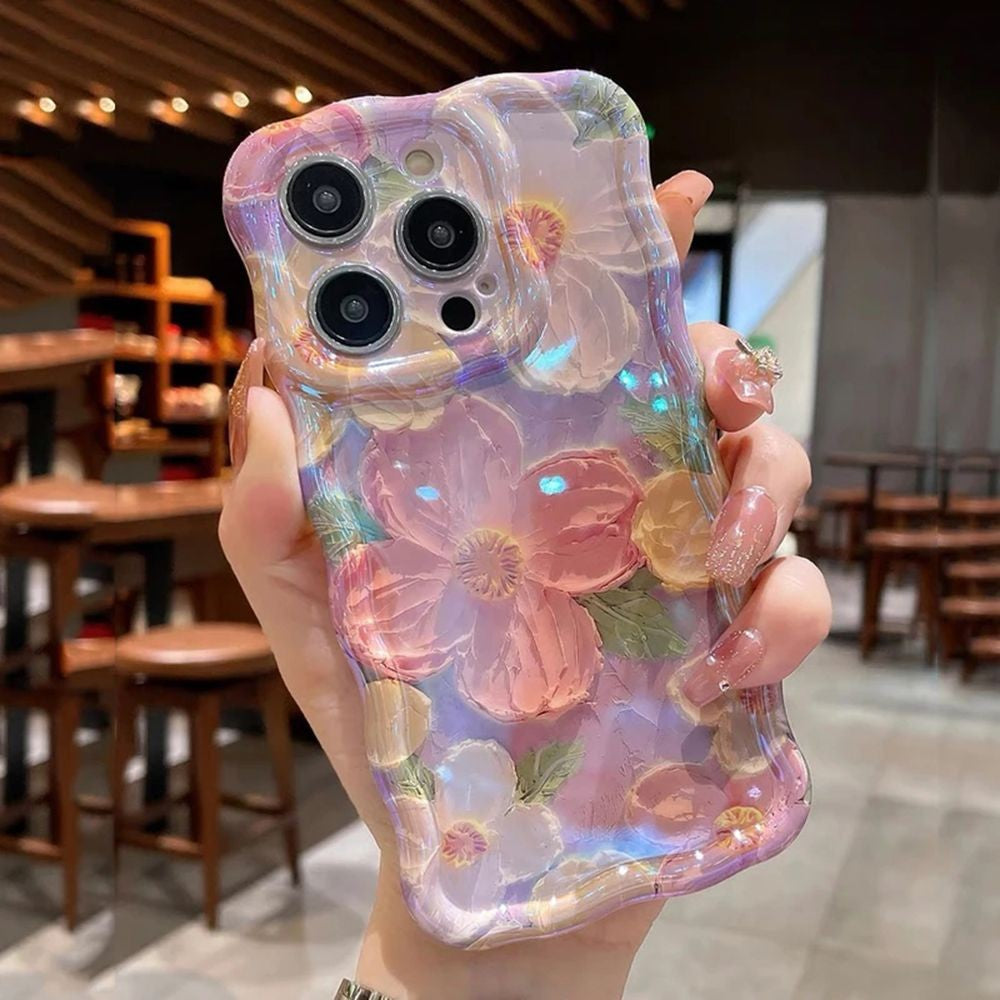 Capa de Celular Pintura a Óleo Retrô Para iPhone 14 ProMax 15 13 12 16 Pro Capa de Silicone Luxuosa com Estampa de Flor à Prova de Choque Decoração Artística