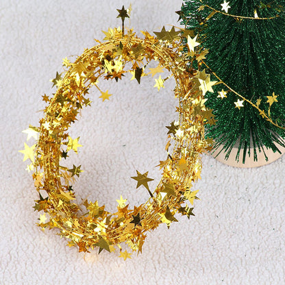 7.5m/8.2Yard Christmas Tree Decor Gold Silver Red Sparkly Star Wire Christmas Decorations Xmas Home Party Birthday Party Wedding