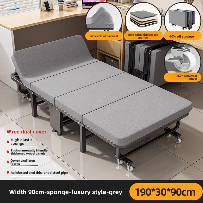 Cama dobrável, cama para pausa para almoço, cadeira para soneca, cama de acampamento portátil doméstica com tábua rígida para acompanhante.
