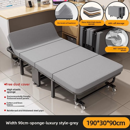 Cama dobrável, cama para pausa para almoço, cadeira para soneca, cama de acampamento portátil doméstica com tábua rígida para acompanhante.