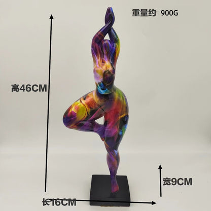 Europe Resin Decoration Home Wine Cabinet Ornaments Action Figures Statue Graffiti Yoga Weight Loss Woman Living Room Decor New