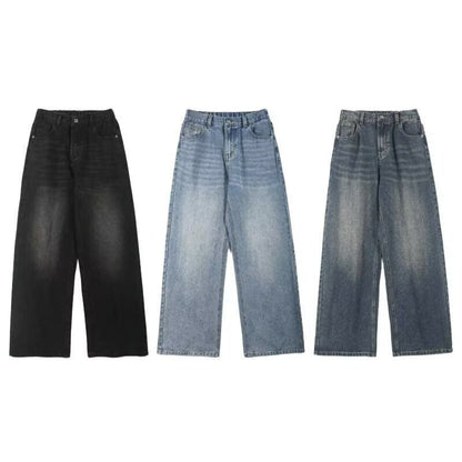 Calça Jeans Masculina Clássica Americana Hip Hop Rap Perna Larga Juventude Popular Masculina Reta Retrô Solta Calças Jeans Oversized