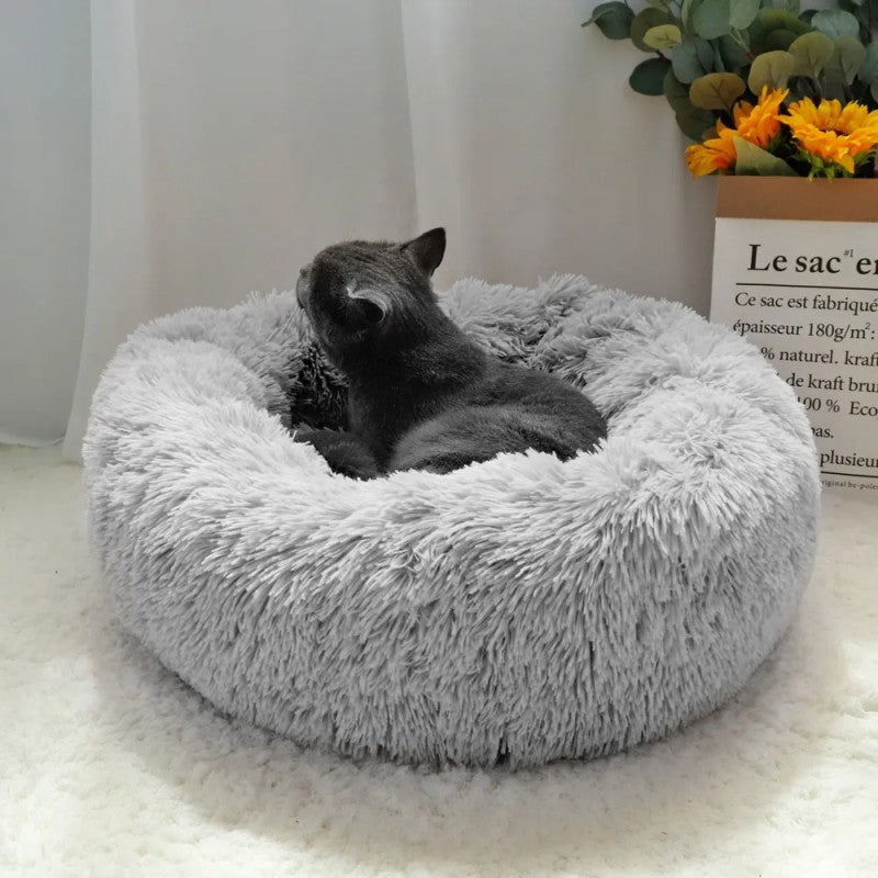 Casa de Cama Redonda para Gatos, Cama Macia de Pelúcia Longa para Cães, Cesta, Produtos para Animais de Estimação, Almofada para Gatos, Tapete para Gatos, Sofá para Dormir, Adequado para o Inverno