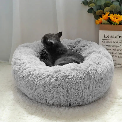 Casa de Cama Redonda para Gatos, Cama Macia de Pelúcia Longa para Cães, Cesta, Produtos para Animais de Estimação, Almofada para Gatos, Tapete para Gatos, Sofá para Dormir, Adequado para o Inverno