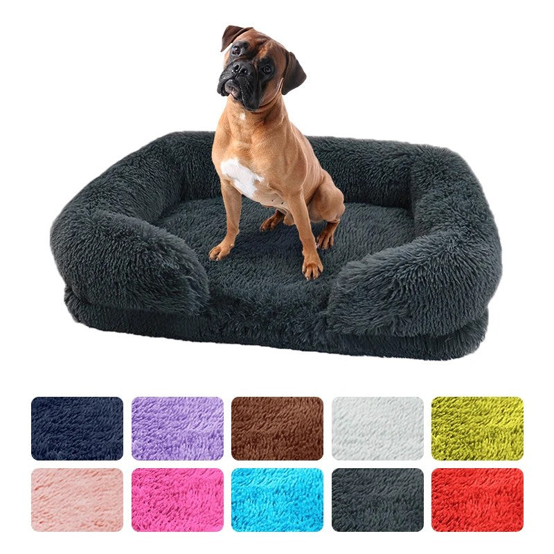 Cama Grande Para Cães Cama Para Cães De Pelúcia Inverno Almofada Espessada Cama Para Dormir De Cães Sofá Almofada Removível Canil Quadrado Para Cães Pequenos E Grandes
