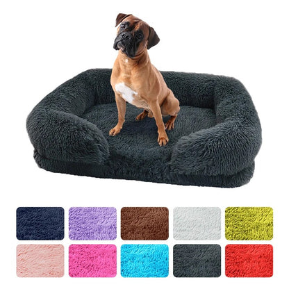 Cama Grande Para Cães Cama Para Cães De Pelúcia Inverno Almofada Espessada Cama Para Dormir De Cães Sofá Almofada Removível Canil Quadrado Para Cães Pequenos E Grandes