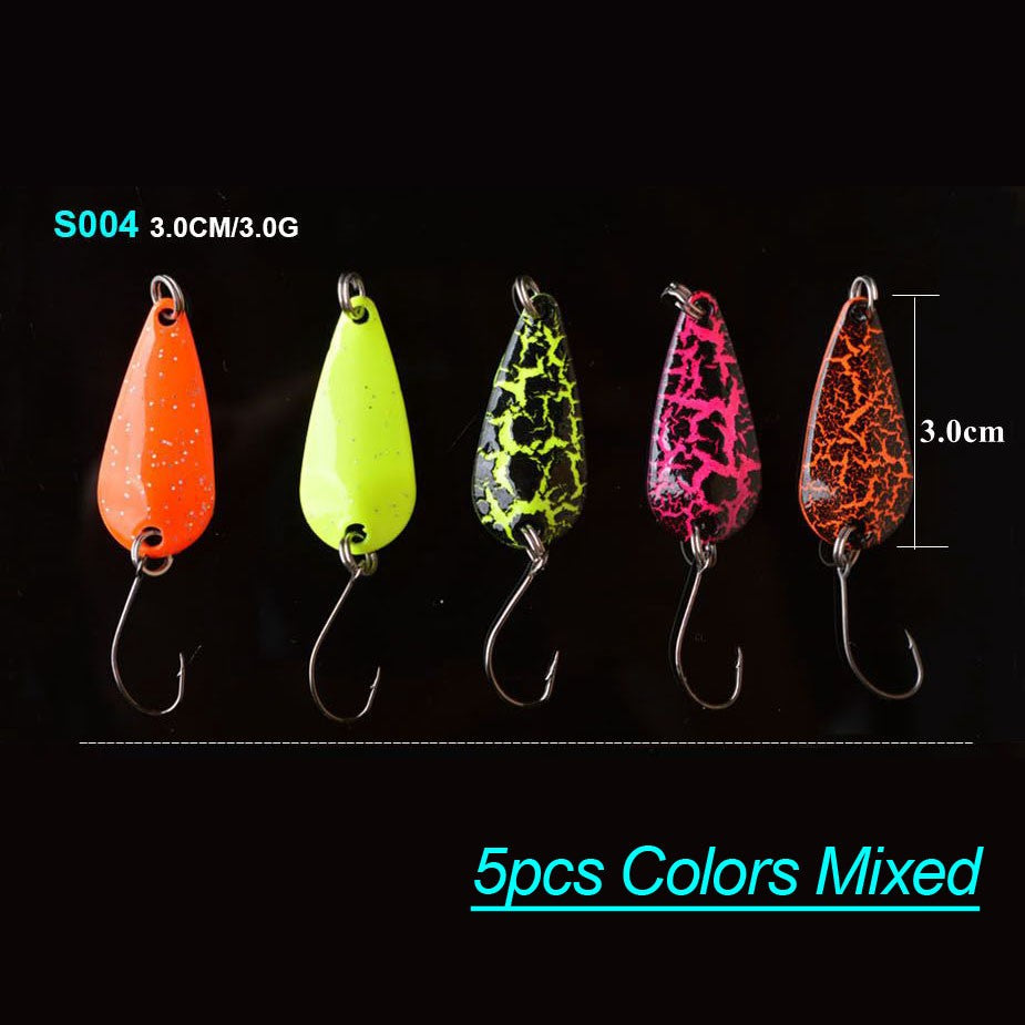 TOMA Fishing Spoons Metal Trout Lures 5pcs 2.2g 2.5g 3g 4.5g 5g Small Hard Bait Sequins Spinner Fishing Spoon with Single Hook