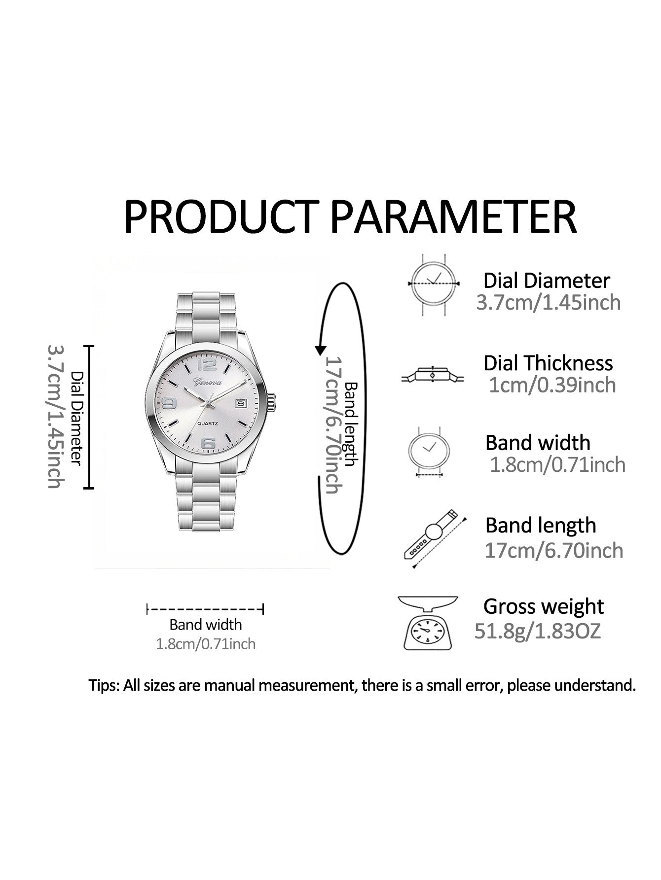 Ladies Quartz Watch Steel Band Design with Calendar Feature Daily Fashion Accessory Birthday Gift without Box