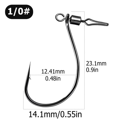 Anzol FishTrip Drop Shot com Girador Barrel e Snap 30 peças, Anzol Giratório In-line DropShot, Isca Macia, Anzol de Minhoca para Carpa e Robalo